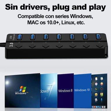 Regleta USB 7 puertos 3.0 con cable de alimentación de 5 volt - Img 121653709