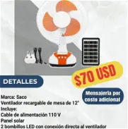 Ventilador recargable. Marc Saco. Con panel solar - Img 45772025