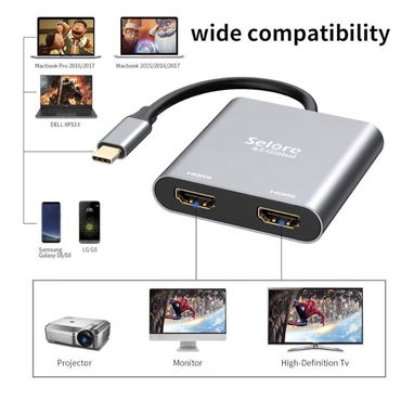 🪷Adaptador USB-C a Dual HDMI Selore&S-Global (4K@60Hz)🪷 - Img 116974689