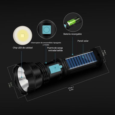 * Linterna con Panel Solar y Carga Ràpida - Img 121528176