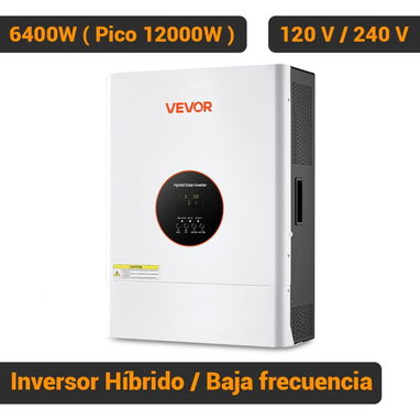 Inversor Híbrido VEVOR 6400W 12000W Pico Baja Frecuencia 48V a 120V/240V Split Phase MPPT 120A Off Grid Blanco - Img 123064054