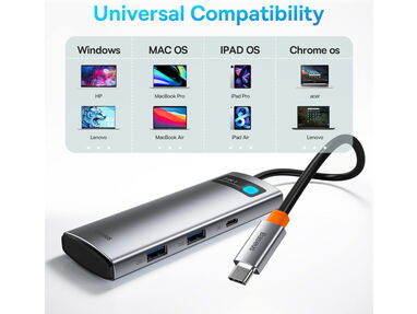 ✳️ HUB 7 Entradas BASEUS 100% Original 🛍️ Adaptador HDMI 4K OTG Regleta Hub Adaptador USB Tipo C Extensión Hub USB - Img main-image
