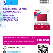 HDD Externo Toshiba Canvio Advance HDD 4TB| 110USD Nuevo a estrenar - Img 47373400