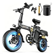 Bicicleta Eléctrica Plegable 14” 1000W 48V 15Ah hasta 28MPH con Encendido Sin Llave - Img 55752382