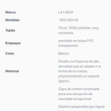 Colch贸n Tama帽o Queen Marca la Linda - Img 122816871