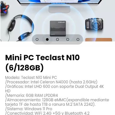Mini PC Teclast N10 (6/128GB) Modelo: Teclast N10 Mini PC - 2/5