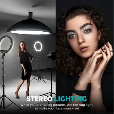 Weilisi Anillo de Luz de 10 pulgadas con soporte de 72 pulgadas de alto y soporte para teléfono 🌐 - Img 127569055