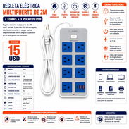 Extensión Eléctrica Multipuerto De 2M (7 Tomas + 3 Puertos USB) - Img 57527222