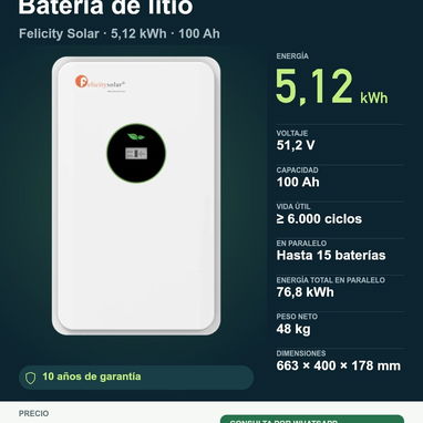 🔋 Baterías de litio Felicity Solar y FelicityESS | 3,6 a 16 kWh y módulos solares ☀️ - 4/10