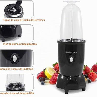 Batidora personal Elite Gourmet - 17 piezas incluidas, ideal para batidos, jugos y salsas - 3/5