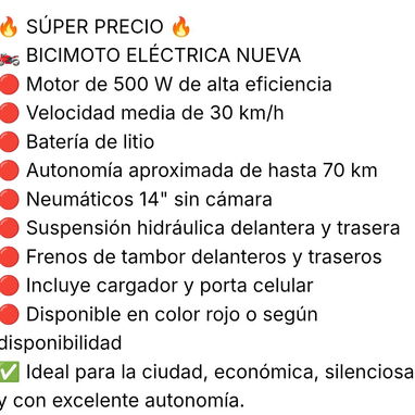 Bicimoto eléctrica nueva con garantía - Img 123572982