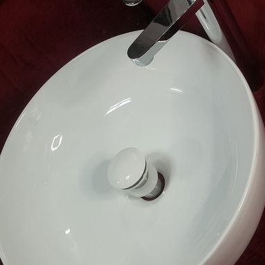 Lavamanos sobre encimera 41x41cm con llave mezcladora profesional y sifa automática con acabado de Cerámica - 2/2