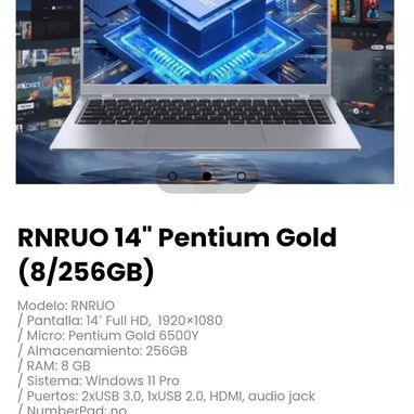 RNRUO 14" Pentium Gold (8/256GB) Modelo: RNRUO - 2/3