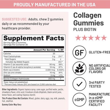 Gomitas de Colágeno + Biotina con Vitamina C, E y Zinc (NatureWise · 60 gomitas) - 7/10