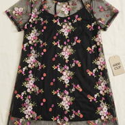 Vestido doble negro de flores - Img 58334238