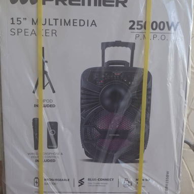 🔉Bocina Premier 15". Tripode y Micrófono inalámbrico. Nuevas en caja sellada. - 2/7