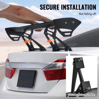 Alerón trasero deportivo de aluminio reforzado decorativo de color negro - Img 123502528