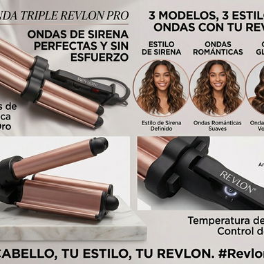 Ondulador o rizador de tres barriles para ondas sirena, ondas suaves y románticas,ondas glamorosas y voluminosas - Img 121168098