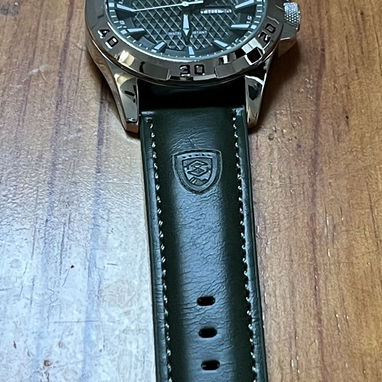 Reloj, pulsera y esfera verde, para hombre, de cuarzo, correa de cuero. - Img 122124751