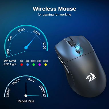✔️Mouse gamer Redragon inalámbrico, 3 modos,ligero, botones programables completos, software de 12000 DPI mouse gami - Img 123398635