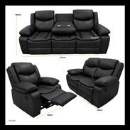 Juegos de sala de cuero 321  exelente calidad y confort ,en negro en Carmelita ,y gris nuevos en caja disponible - Img 55666286