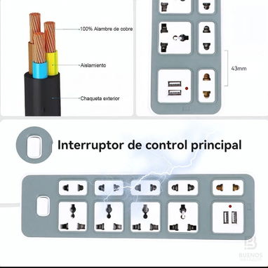 Extensión electrica con Puerto USB - Img 115164626