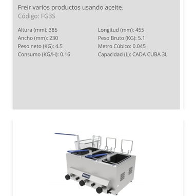 FREIDORA TRIPLE DE GAS ( 3L CADA CESTA ) / MARCA METVISA - Img 111673531