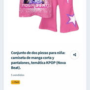 Conjunto de dos piezas para niña: camiseta de manga corta y pantalones, temática KPOP (Nova Beat). - Img 57651806