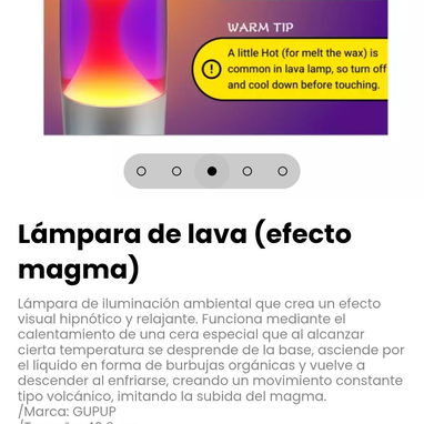 Lámpara de lava (efecto magma). Tamaño: 40.6 cm - 3/5