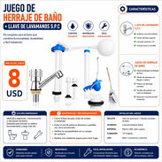 🔧🚽✨ JUEGO DE HERRAJE DE BAÑO + LLAVE DE LAVAMANOS S.P.C - Img 56926353