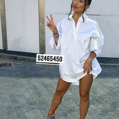 Camisas Blancas Holgadas, Camisa de Mujer, Vestidos Camisero 52465450 - Img 60691581