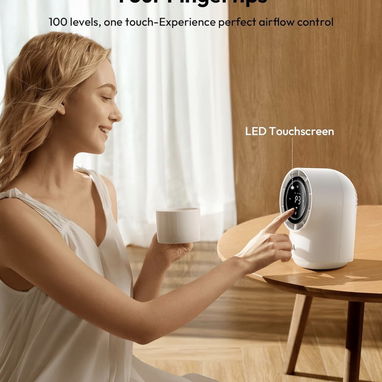 Aecooly Ventilador de batería con control táctil, 100 velocidades, pantalla digital silenciosa para dormitorio, 8000 - Img 118907772