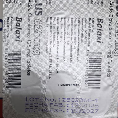 ©️- Amoxicilina 500mg + Acido Clavulanico 125mg (625mg),1 Tira de 7 Tableta  -©️ - 3/3
