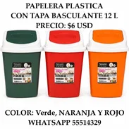 PAPELERA PLASTICA CON TAPA BASCULANTE 12 L, ENTREGA DE FACTURA, VARIEDAD DE ÚTILES DEL HOGAR, ETC - Img 55506089