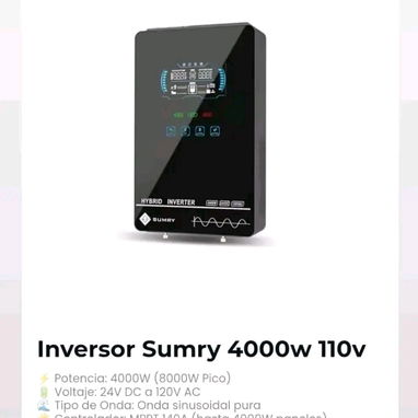 🔋 Batería LifePO4 24Vx100Ah 🔌 Inversor Sumry 4000W – 110V - 2/2