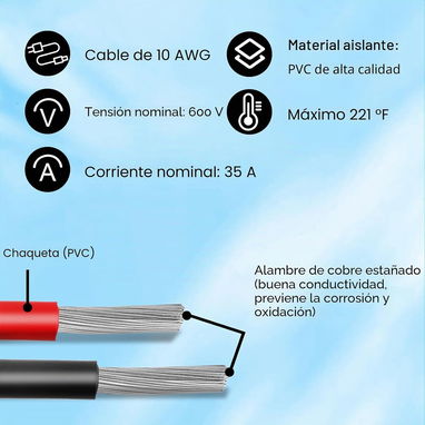 Cable solar a XT60i 10AWG de 30 pies con conectores mc4 52815418 - 4/4