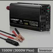Inversor Convertidor de Corriente Lvyuan 1500W (Pico 3000W) DC 12V a AC 110V (60Hz). Negro - Img 55734914