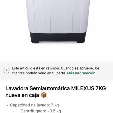 Lavadora semiautomática MILEXUS 7kg nueva en caja - Img 118144181