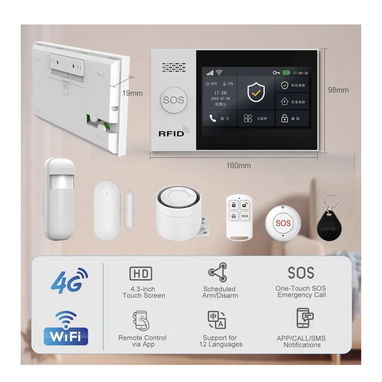 Sistema de alarma para hogar con pantalla táctil y 24 piezas - 2/3