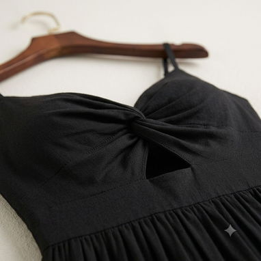 Vestido largo de fiesta elegante, color negro de tirantes con escote [Talla XL] 25usd - Img 124821081