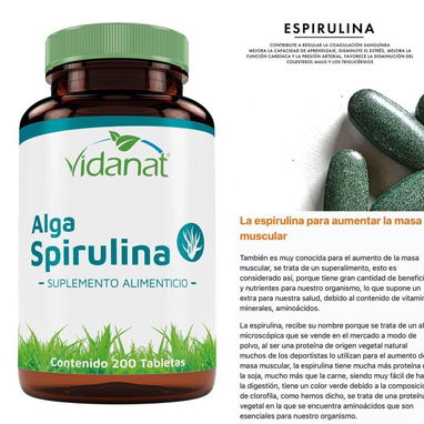ALGA SPIRULINA VIDANAT 200 TABLETAS - Img 126235280