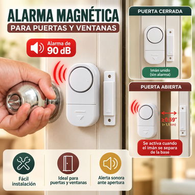 Alarma magnética para puertas y ventanas (90 dB) - 2/2