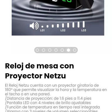 Reloj de mesa con Proyector Netzu. Proyector giratorio de 180° que permite visualizar la hora y la temperatura - Img 123840817