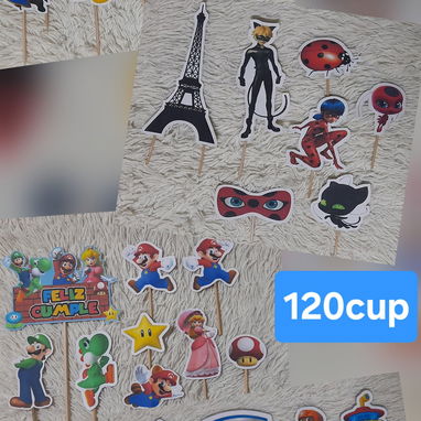 Globos de #, cortinas, manteles, piñatas, gorros, caretas, banderin, velas de chispa, libritos, jugueticos, confituras - Img 122593069