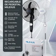 Ventilador Recargable Milexus 16" | $110 USD Envío Gratis | Batería 8h | Garantía Incluida | Luz LED y USB - Img 57655480