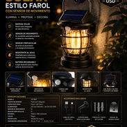 LÁMPARA SOLAR ESTILO FAROL CON SENSOR DE MOVIMIENTO Nuvos en caja - Img 56547249