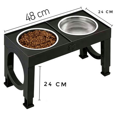 Comedero Doble Elevado Ajustable y Plegable con Tazones de Acero Inoxidable - 4/5