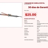 Rizador de Cabello Royal con Revestimiento de Keratina y 30 Días de Garantía VPT#-0270 - Img 55437600