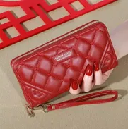 Monedero Mujer CALIDAD Garantizada Rojo Intenso Grande NUEVO Cartera Acolchada con Zipper - Img 48978283