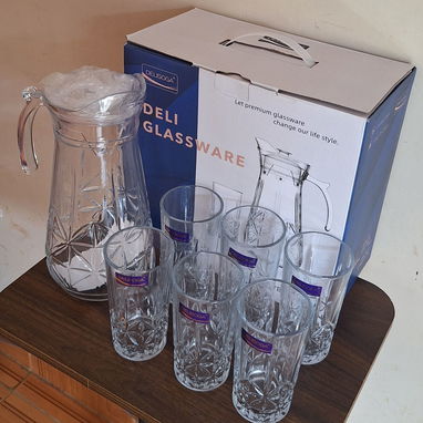 JUEGO DE JARRA CON 6 VASOS, DE CRISTAL - 2/4